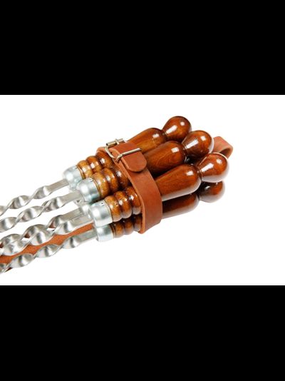 Подарочный набор 6 шампуров в кожаном  получехле