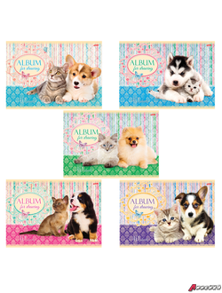 Альбом для рисования, А4, 40 листов, обложка картон, HATBER, 205х290 мм, «Маленькие друзья», 40А4В. 102818