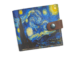 Портмоне-бифолд с принтом по мотивам картины Винсента Ван Гога "Звёздная ночь"