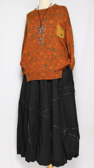 Джемпер  "ЦВЕТНОЙ ПРОВАНС" с разрезами терракотовый