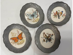 855-8/ Тарелка 4 шт, фарфор/олово, Германия