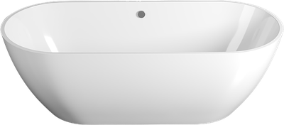 Ванна из искусственного камня STWORKI Берген 160x75 см, отдельностоящая, белая, овальная
