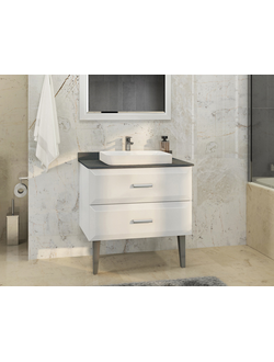 Тумба-умывальник "Империя-80" белый глянец с антрацитовой столешницей, с раковиной COMFORTY 78189