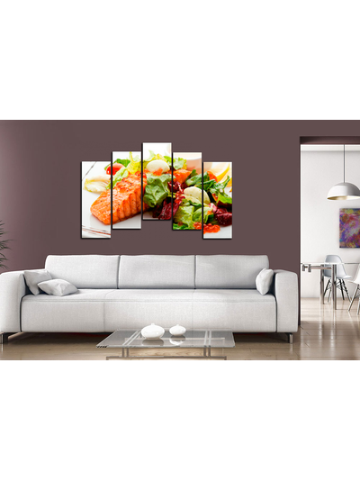 Модульная картина &quot;Форель с салатом&quot;