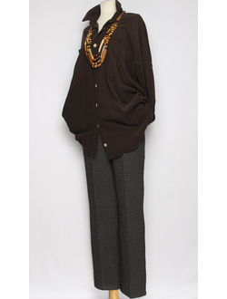 Рубашка Бохо "Вельвет асимметрия" шоколад
