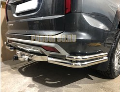 Защита заднего бампера угловая двойная d76/42 для Mitsubishi Pajero Sport (2021-...)