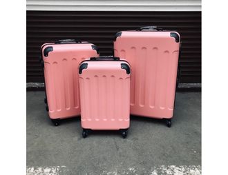 Комплект из 3х чемоданов ABS с накладками S,M,L розовый