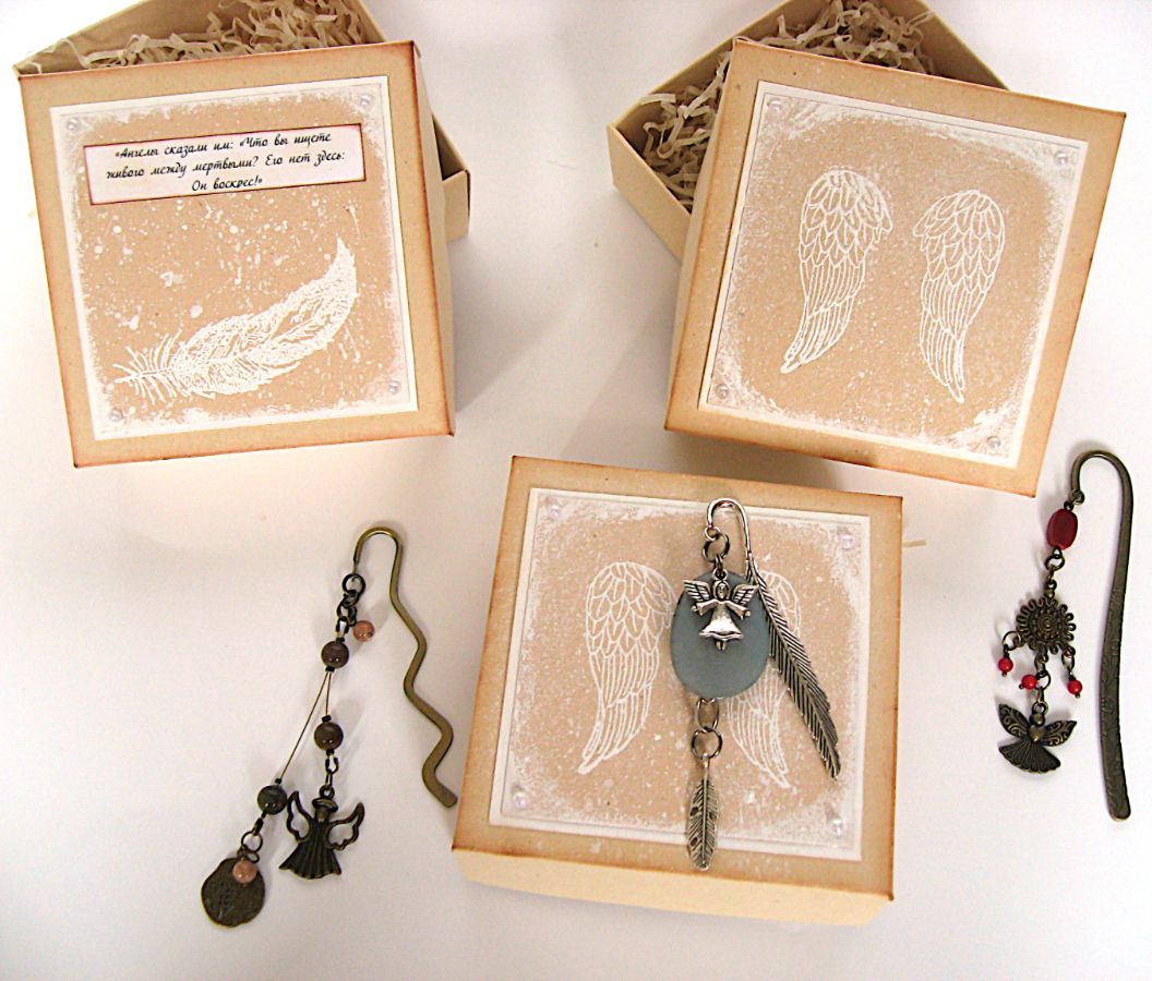 Авторские подарочные коробочки для книжных закладок из коллекции "Свет Ангелов" от Наталии Смирновой