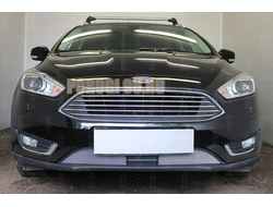Защита радиатора Ford Focus III (рестайлинг) 2014- с датчиком ACC chrome низ