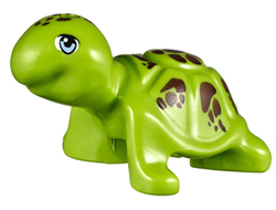 Turtle, Friends / Elves with Bright Light Blue Eyes and Reddish Brown Spots Pattern Bubbles, Lime (11603pb01 / 6028753)