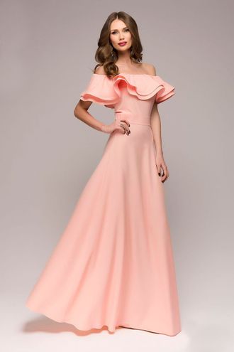 вечернее платье персиковое