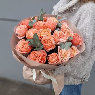 Букет "Персик" из крупных роз