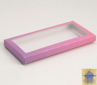 Коробка под плитку шоколада  "Градиент", розово-сиреневый, с окном, 17,1*8*1,4 см