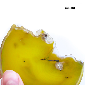 Агат тонированный (срез) желтый №55-83: с отв. - 84*65*5мм