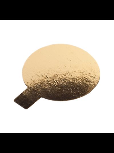 Подложка для пирожных круглая с держателем 90 мм (золото), 0,8 мм