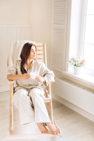 Пижама из натурального хлопка с брюками (лен)