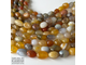Агат Бразильский рыже-бежевый и цветной галтовка 11-18 мм, цена за нить 19-20 см