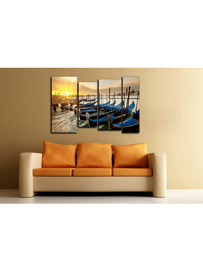 Модульная картина "Гондальеры на пристани"