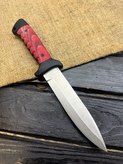 Подарочный нож 6Х9С сталь VG-10, рукоять комбинированная G10 и стабилизированное дерево красное