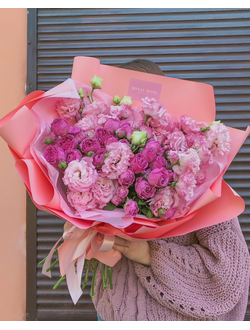 Дуо букет пионовидные розы и эустома