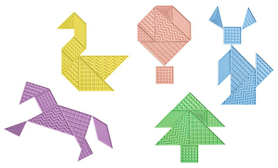 Танграм тактильный (35 дет. Эко-пластик). Набор с карточками