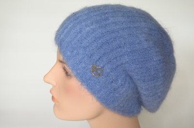 Мохеровый теплый берет одинарный Vizio Италия 6946 BO голубой