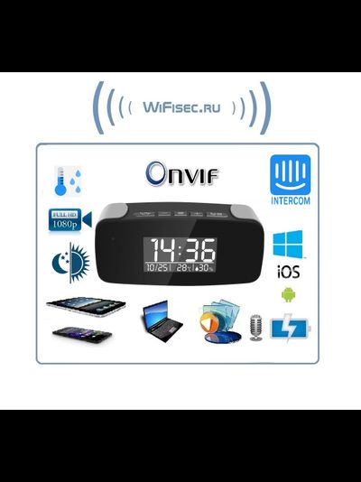 WiFi видеоняня/охранная видеокамера с информатором времени, температуры и влажности в помещении, с DVR, Full HD (TinyCam)