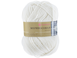 Пряжа Мериносовая (Пехорка) Состав: 50% мериносовая шерсть, 50% акрил. Вес мотка 100 г, Длина нити 200 м. цвет  Белая
