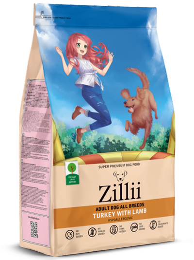 ZILLII Adult Dog Корм сухой для взрослых собак всех пород Индейка с Ягненком 15 кг