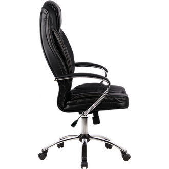 Кресло для руководителя из натуральной кожи LUX12 Черный + Хромированное пятилучие