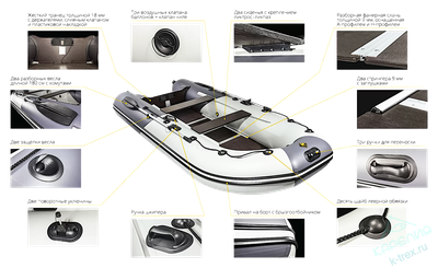 Лодка ПВХ Мастер Лодок Ривьера Компакт 2900СК "Комби" Св.Серый / Чёрный