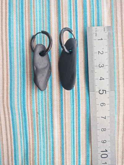 Серьги "Щельга"  (из шунгитовой гальки)
