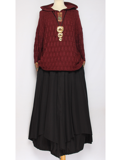 Джемпер ХЛОПОК КОСИЧКА "КАПЮШОН НАШИВКИ"  L-860 винный, бежевый до р.54