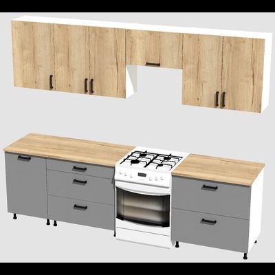 Кухня Эконом 2,1 метра (1300х800) Цвет: Дуб Вотан/Базальт