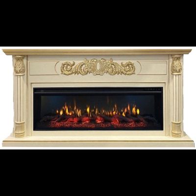 Линейный электрокамин Лорд бежевый с золотой патиной с очагом FreeSpace 50 LED FX QZ