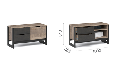 Тумба для обуви Стокгольм, дуб гранж песочный, железный камень