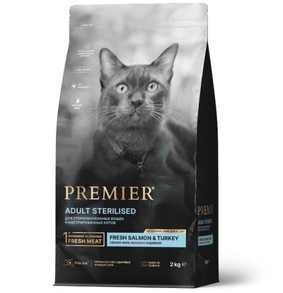 PREMIER (Премьер)сухой корм для стерилизованных кошек, Лосось, индейка 2 кг