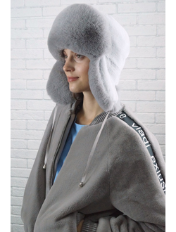 Ушанка "Гармония" цвет серебро + серый