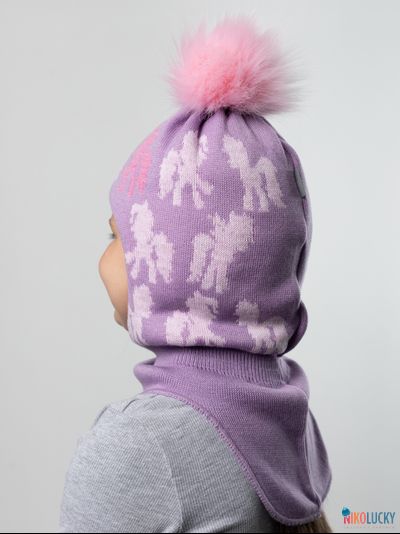 Шапка-шлем 23101-03 с утепл., хб подклад, фиалковый,роз. 52-54