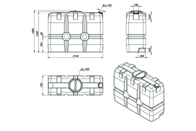 Размеры бака для воды SK2000 оранжевый