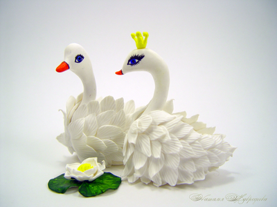 Лебеди из полимерной глины