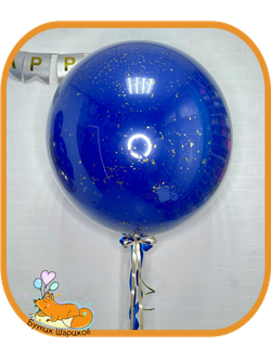 Большой чёрный шар баблс с конфетти и зеркальным эффектом