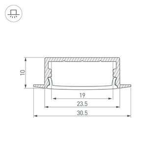 Профиль Arlight ARH-WIDE-F-H10-2000 ANOD (Алюминий)