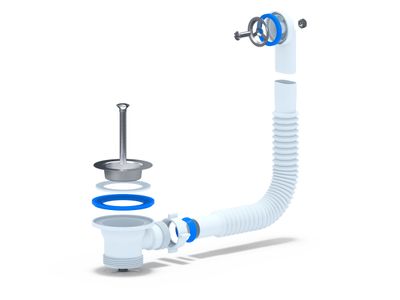 Выпуск 1 1/2" с гибким  вертик-м круглым переливом АНИ пласт N120S  [98400]