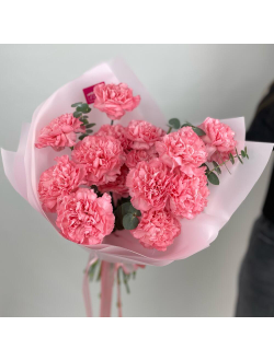 Букет из 15 коралловых диантусов