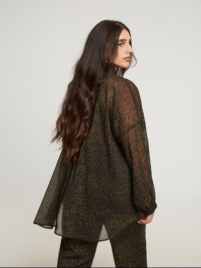 Рубашка полупрозрачная с принтом леопард