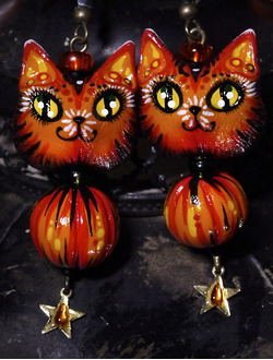 "Хранители рощи Первоосени", серьги с лисичками, тыквами и звёздами