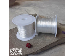 Резиночка белая упругая тонкая плоская (спандекс), 1 мм в сечении, намотка по 30 м, цена за штуку