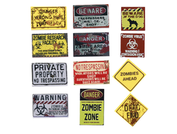 Плакаты и знаки зомби апокалипсис, 12 штук, Лего совместимые детали
