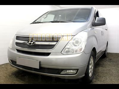 Защита радиатора Hyundai Starex H1 II 2007-2015 (3 части) black верх